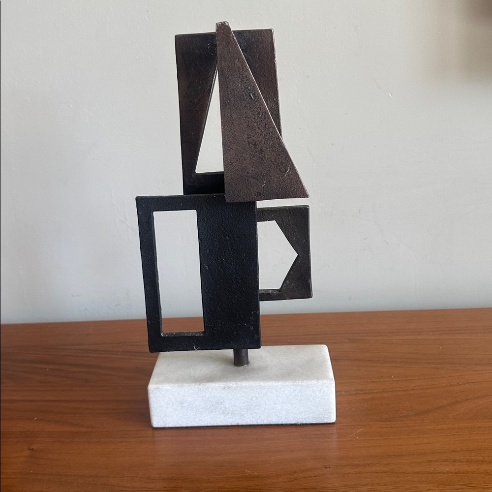 West elm Abstract Bronze Sculpture on Marble Base - Picture 2 of 4